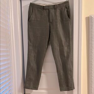 J Crew Men’s Irish Linen pants, olive green, slim fit, w 31, l 30